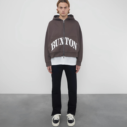 HEAVYWEIGHT ZIP BROWN HOODIE