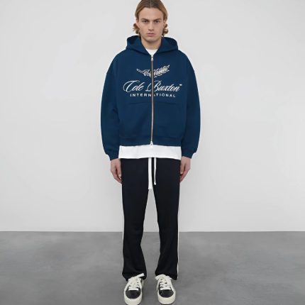 INTERNATIONAL ZIPPED NAVY BLUE HOODIE